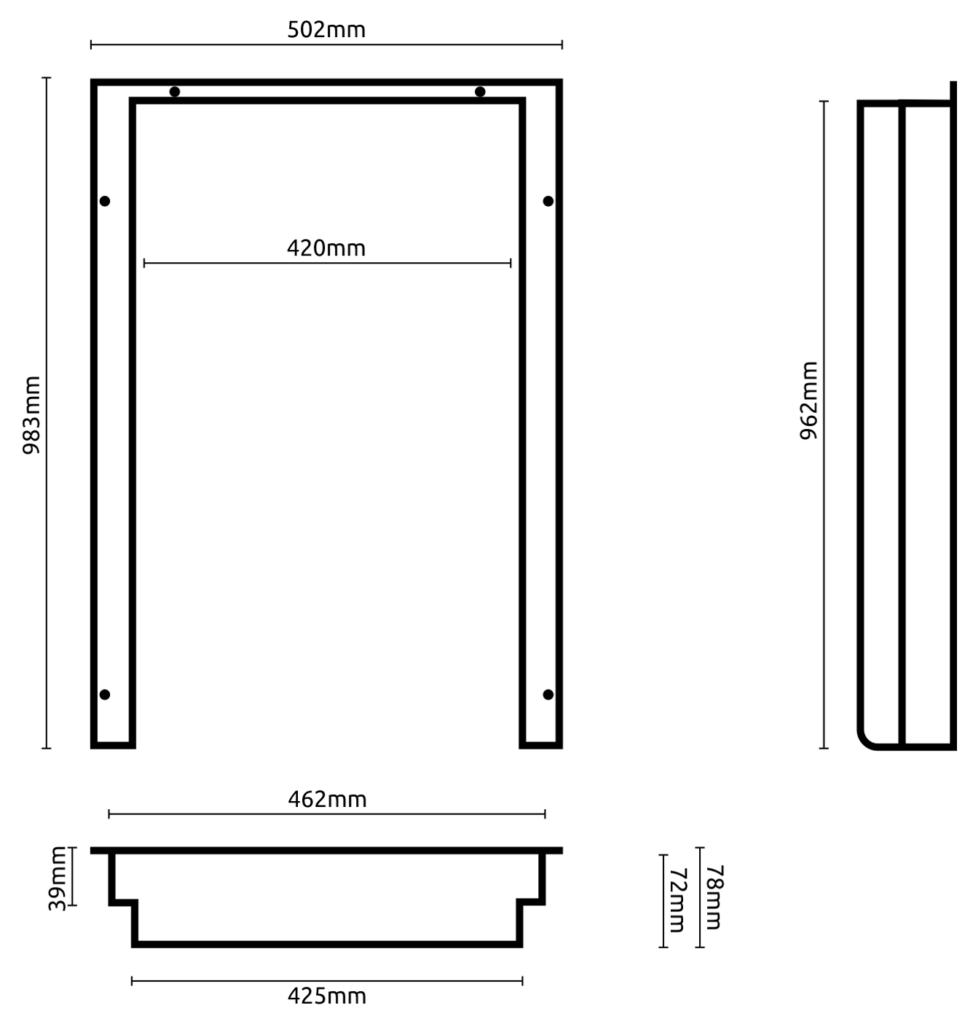 HyFridge 90 Flush mount frame crosssection